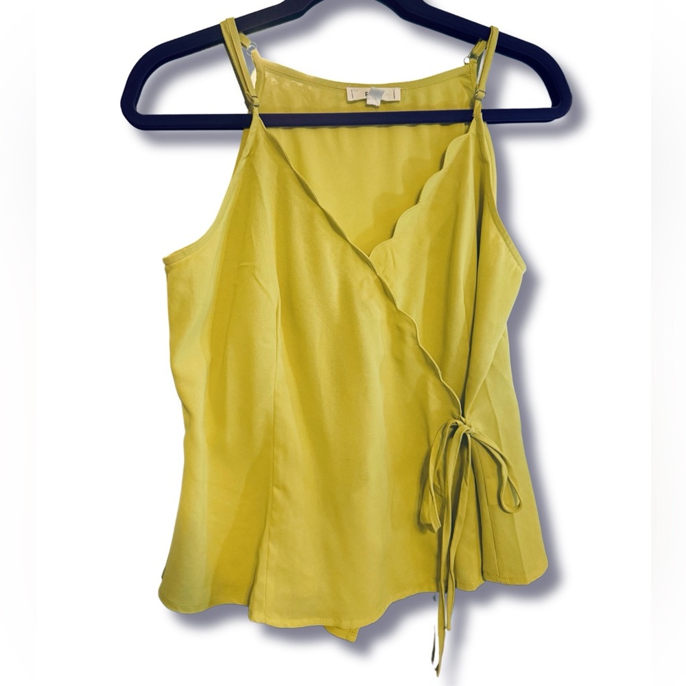 Lime-Mustard Scalloped Wrap Tank Top – Size L